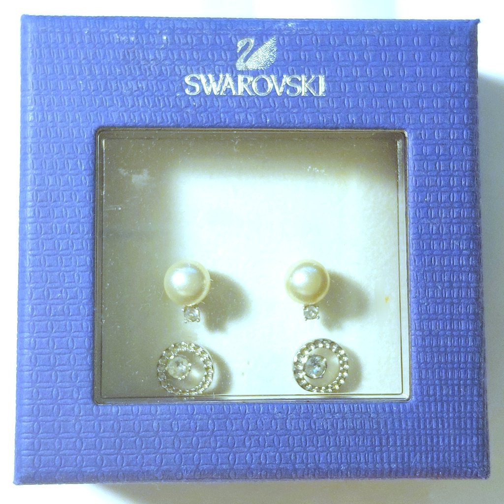 Swarovski Crystal Silver Earrings X 2 Pairs(No Box)